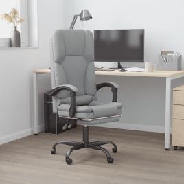vidaXL Cadeira massagens escritório reclinável tecido cinzento-claro