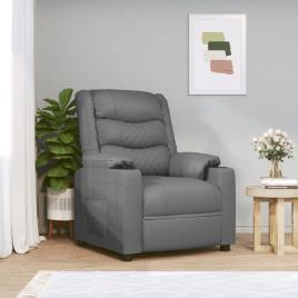 vidaXL Poltrona reclinável couro artificial cinzento
