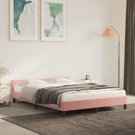 vidaXL Estrutura de cama c/ cabeceira 140x190 cm veludo rosa