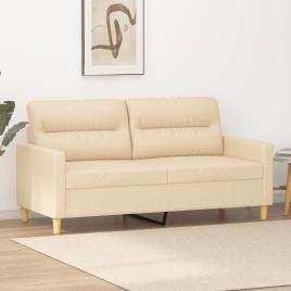 vidaXL Sofá de 2 lugares tecido 140 cm cor creme