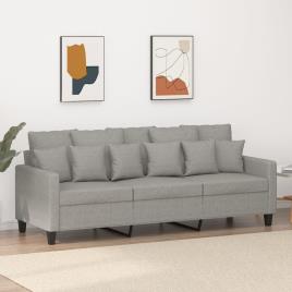 vidaXL Sofá de 3 lugares 180 cm tecido cinza-claro