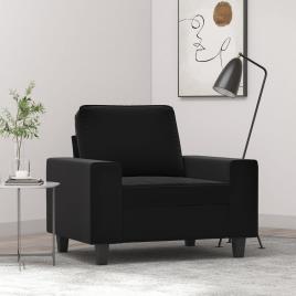 vidaXL Poltrona 60 cm tecido de microfibra preto