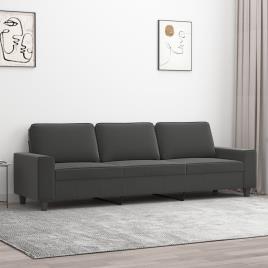 vidaXL Sofá de 3 lugares 210 cm tecido de microfibra cinzento-escuro