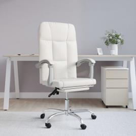 vidaXL Cadeira de escritório reclinável couro artificial branco