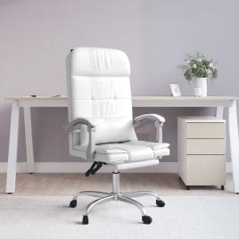 vidaXL Cadeira escritório massagens reclinável couro artificial branco