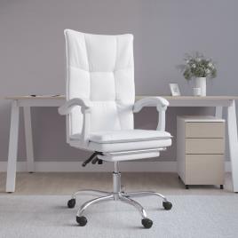 vidaXL Cadeira de escritório reclinável couro artificial branco