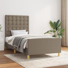 vidaXL Estrutura cama cabeceira 90x190 cm tecido castanho-acinzentado