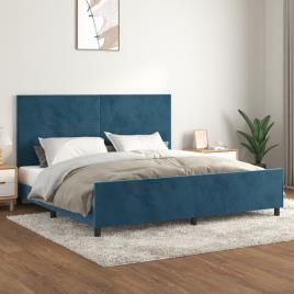 vidaXL Estrutura de cama c/ cabeceira 200x200 cm veludo azul-escuro