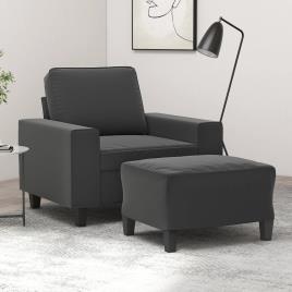 vidaXL Poltrona com apoio de pés 60 cm tecido microfibra cinza-escuro