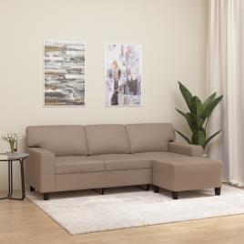 vidaXL Sofá 3 lugares c/ apoio pés 180 cm couro artificial cappuccino