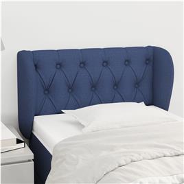 vidaXL Cabeceira de cama c/ abas tecido 83x23x78/88 cm azul
