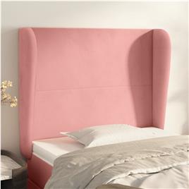 vidaXL Cabeceira de cama c/ abas veludo 93x23x118/128 cm rosa