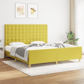 vidaXL Estrutura de cama tecido verde 180x200 cm