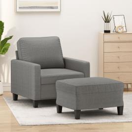 vidaXL Poltrona com apoio de pés 60 cm tecido cinzento-escuro