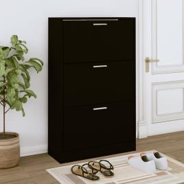 vidaXL Sapateira 63x24x103 cm derivados de madeira preto