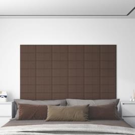 vidaXL Painel de parede 12pcs 30x15cm tecido 0,54 m² cinza-acastanhado