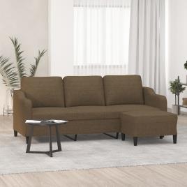 vidaXL Sofá de 3 lugares com apoio de pés 180 cm tecido castanho