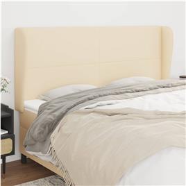 vidaXL Cabeceira de cama c/ abas tecido 183x23x118/128 cm creme