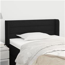 vidaXL Cabeceira de cama c/ abas tecido 83x16x78/88 cm preto
