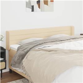 vidaXL Cabeceira de cama c/ abas tecido 203x16x78/88 cm creme