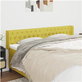 vidaXL Cabeceira de cama c/ abas tecido 183x16x78/88 cm verde