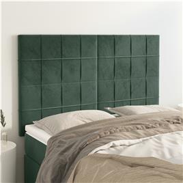 vidaXL Cabeceira de cama 4 pcs veludo 72x5x78/88 cm verde-escuro