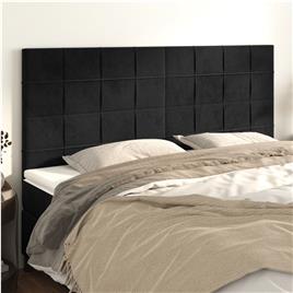 vidaXL Cabeceira de cama 4 pcs veludo 80x5x78/88 cm preto