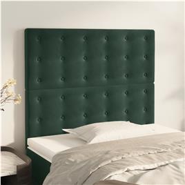vidaXL Cabeceira de cama 2 pcs veludo 100x5x78/88 cm verde-escuro