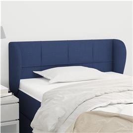 vidaXL Cabeceira de cama c/ abas tecido 83x23x78/88 cm azul