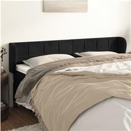 vidaXL Cabeceira de cama c/ abas veludo 183x23x78/88 cm preto