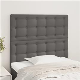 vidaXL Cabeceira de cama 2 pcs couro artificial 90x5x78/88 cm cinzento
