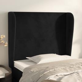 vidaXL Cabeceira de cama c/ abas veludo 83x23x118/128 cm preto