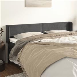 vidaXL Cabeceira de cama c/ abas veludo 163x16x78/88cm cinzento-escuro