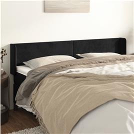 vidaXL Cabeceira de cama c/ abas veludo 203x16x78/88 cm preto
