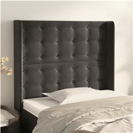 vidaXL Cabeceira cama c/ abas veludo 93x16x118/128 cm cinzento-escuro