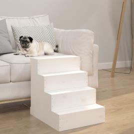vidaXL Escada p/ animais de estimação 40x49x47 cm pinho maciço branco