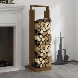 vidaXL Suporte de lenha 33,5x30x110 cm pinho maciço castanho mel