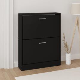vidaXL Sapateira 59x17x81 cm derivados de madeira preto