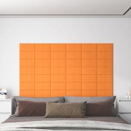 vidaXL Painel de parede 12 pcs 30x15 cm tecido 0,54 m² amarelo