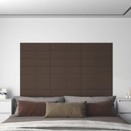 vidaXL Painel de parede 12pcs 60x15cm tecido 1,08 m² cinza-acastanhado