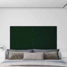 vidaXL Painel de parede 12 pcs 60x30 cm veludo 2,16 m² verde-escuro