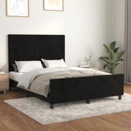 vidaXL Estrutura de cama c/ cabeceira 140x190 cm veludo preto