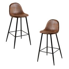 Presentes Miguel - Pack 2 Bancos Black Teok Couro Sintético Marrom Vintage