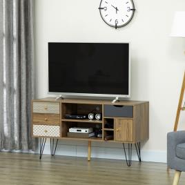 Móvel de TV com Prateleira de Armazenamento. 4 Gavetas e Pés de Metal. Para Televisores de até 50 Polegadas 120x39x64cm