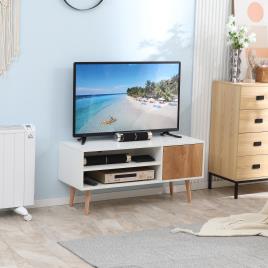 Móvel de TV Minimalista com 2 Prateleiras de Armazenamento e para Televisores de até 55 Polegadas 110x40x50cm