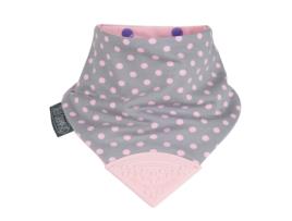 Babete com Mordedor CHEEKY CHOMPERS Neckerchew Polka Dot Pink