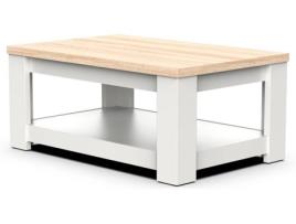 Mesa de Centro POEMA (Branco - Carvalho - 40x90x60 cm)