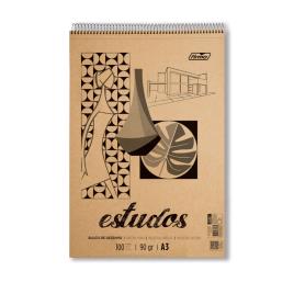 Bloco de Desenho Estudos e Esboços Premium, A3, 90 g/m², 100 Folhas