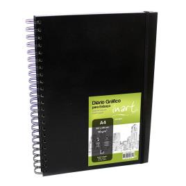 Diário Gráfico para Esboços, A4, 80 Folhas, Capa Preta