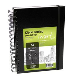 INART Diário Gráfico para Esboços, A5, 80 Folhas, Capa Preta